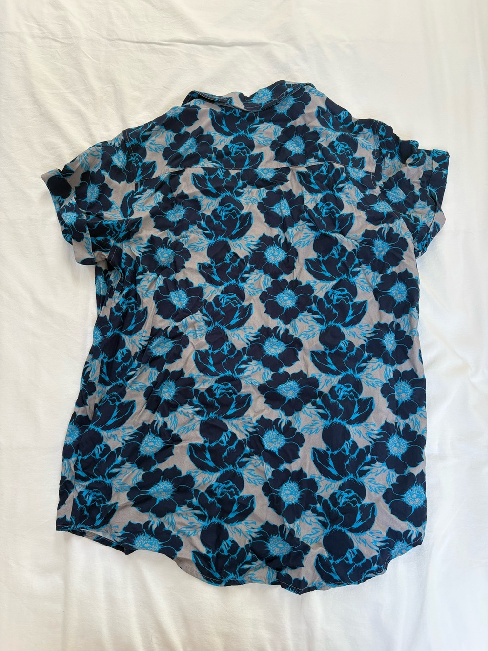 Wildfang Navy and Teal Floral Button-Down Shirt - Picture 3 of 3